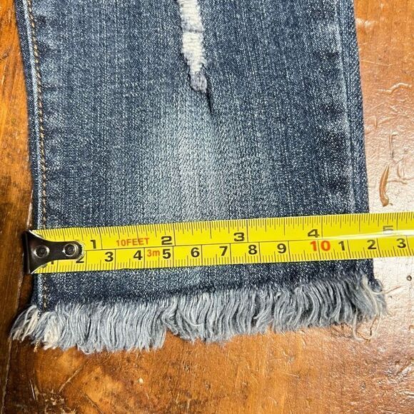 Harper, Distressed Destroyed Stretchy Denim Jeans, Fringe Hemline, Women’s 26 - Picture 6 of 13
